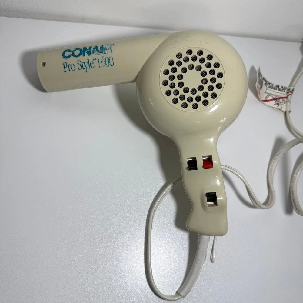 Conair Hair Dryer Pro Style 1600 Model 087A Cream Vintage 1600W Blow Dryer WORKS